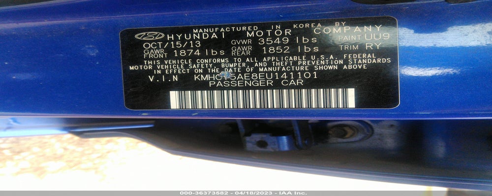 KMHCT5AE8EU141101 2014 HYUNDAI ACCENT photo no. 9