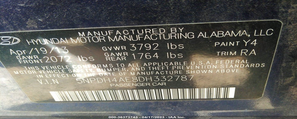 5NPDH4AE8DH332787 2013 HYUNDAI ELANTRA photo no. 9