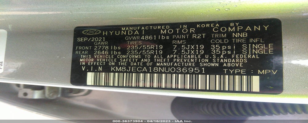 KM8JECA18NU036951 2022 HYUNDAI TUCSON HYBRID photo no. 9