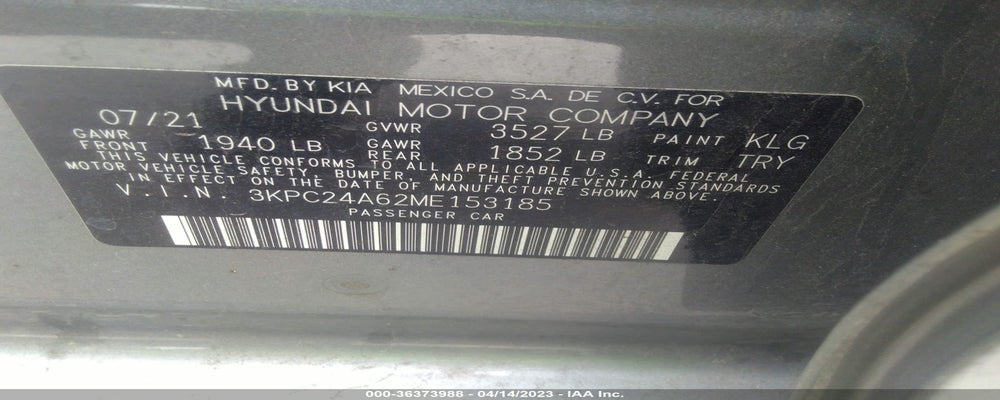 3KPC24A62ME153185 2021 HYUNDAI ACCENT photo no. 9