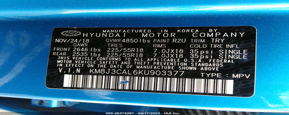 KM8J3CAL6KU903377 2019 HYUNDAI TUCSON photo no. 9
