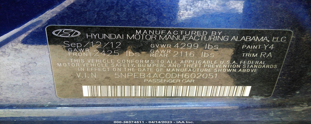 5NPEB4AC0DH602051 2013 HYUNDAI SONATA photo no. 9