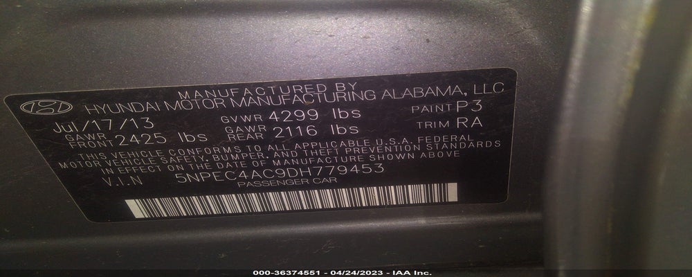 5NPEC4AC9DH779453 2013 HYUNDAI SONATA photo no. 9