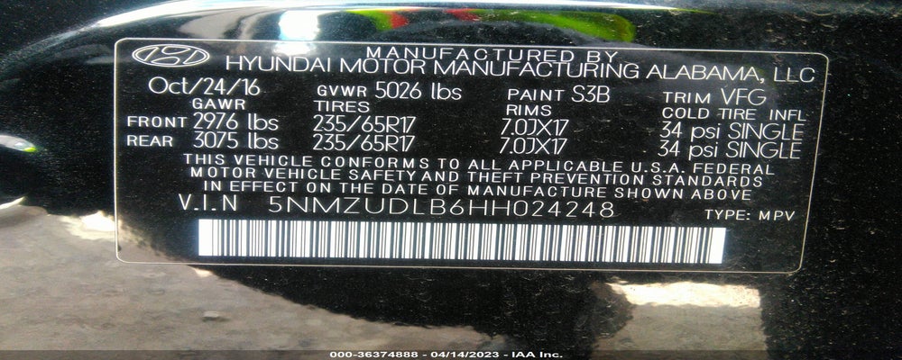 5NMZUDLB6HH024248 2017 HYUNDAI SANTA FE SPORT photo no. 9