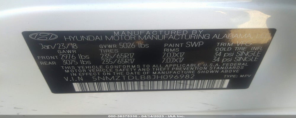 5NMZTDLB8JH096982 2018 HYUNDAI SANTA FE SPORT photo no. 9