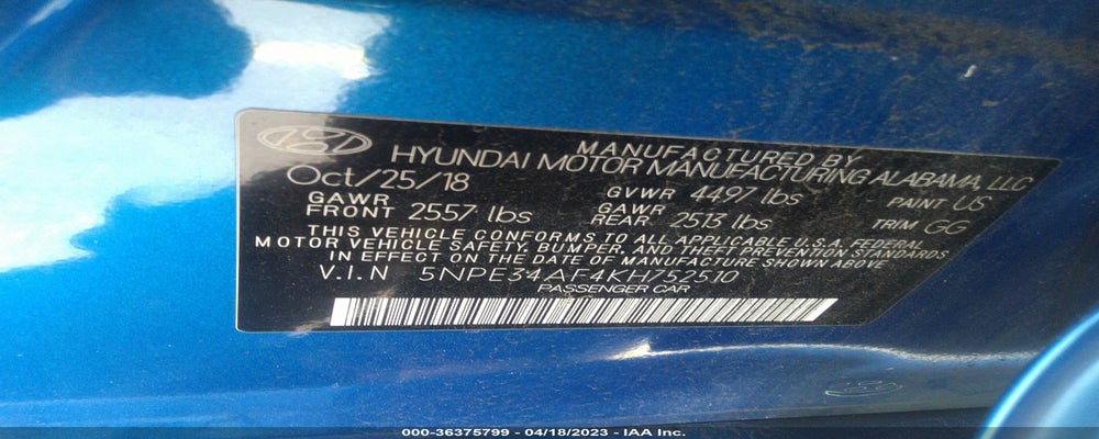 5NPE34AF4KH752510 2019 HYUNDAI SONATA photo no. 9