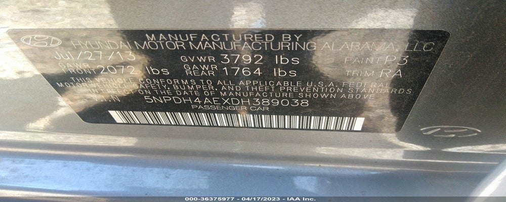 5NPDH4AEXDH389038 2013 HYUNDAI ELANTRA photo no. 9