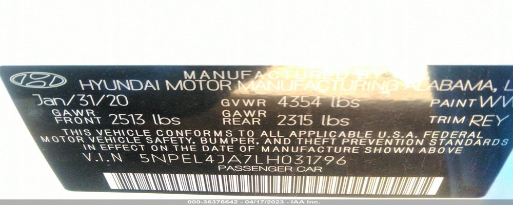 5NPEL4JA7LH031796 2020 HYUNDAI SONATA photo no. 9