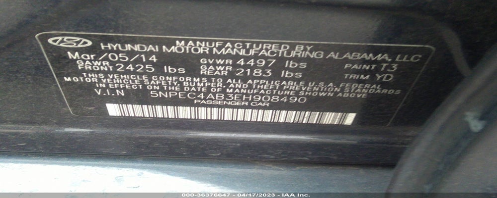 5NPEC4AB3EH908490 2014 HYUNDAI SONATA photo no. 9