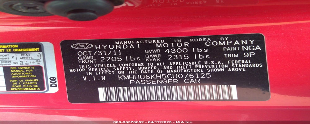 KMHHU6KH5CU076125 2012 HYUNDAI GENESIS COUPE photo no. 9