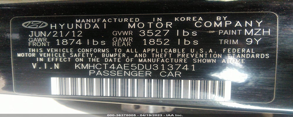 KMHCT4AE5DU313741 2013 HYUNDAI ACCENT photo no. 9