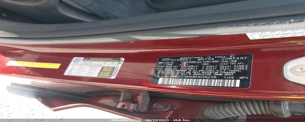 KM8J23A40KU038238 2019 HYUNDAI TUCSON photo no. 9