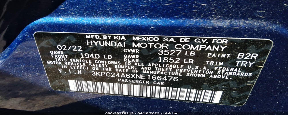 3KPC24A6XNE166476 2022 HYUNDAI ACCENT photo no. 9