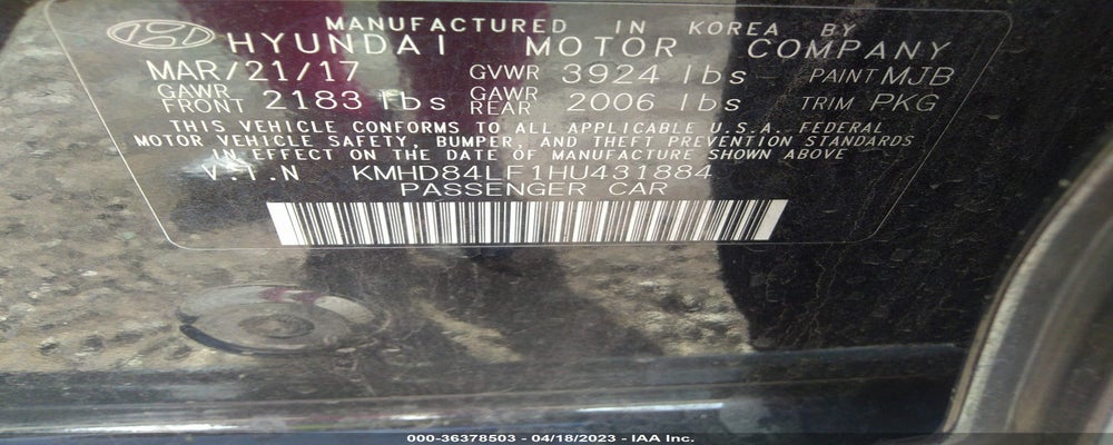 KMHD84LF1HU431884 2017 HYUNDAI ELANTRA photo no. 9