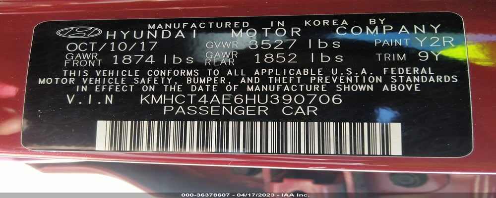KMHCT4AE6HU390706 2017 HYUNDAI ACCENT photo no. 9