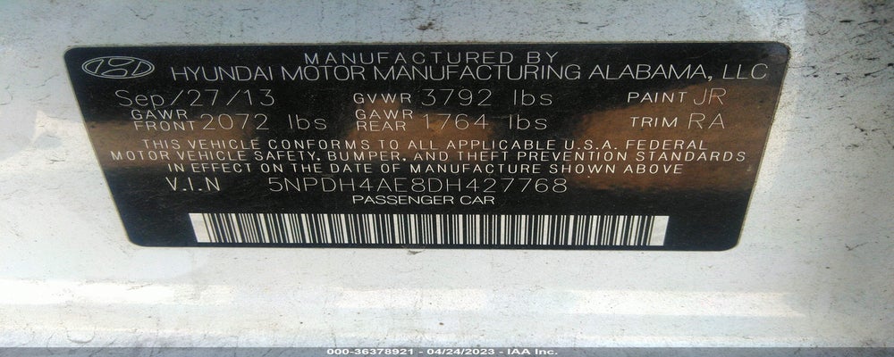 5NPDH4AE8DH427768 2013 HYUNDAI ELANTRA photo no. 9