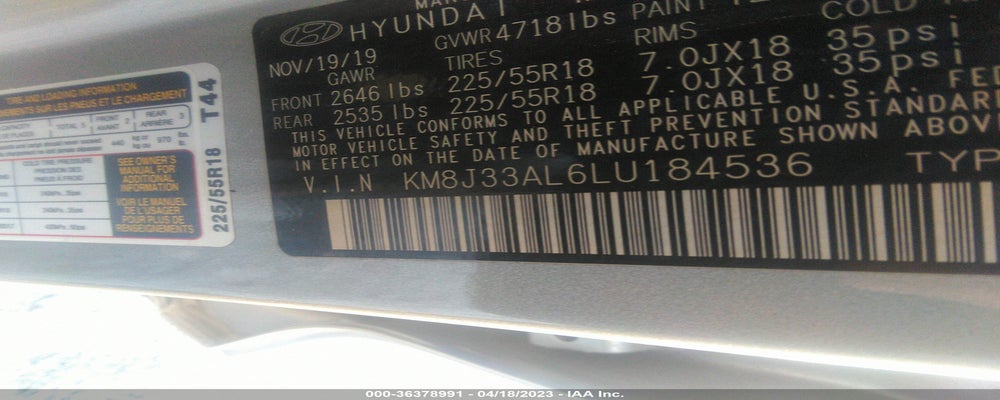 KM8J33AL6LU184536 2020 HYUNDAI TUCSON photo no. 9