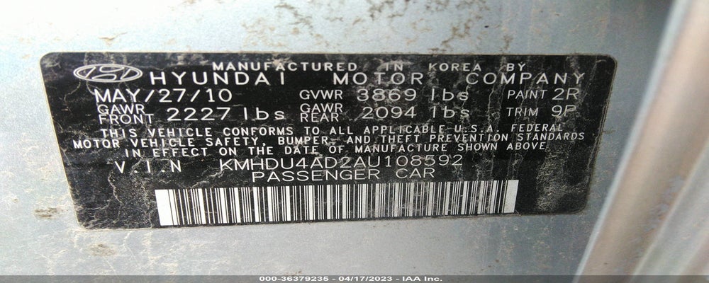 KMHDU4AD2AU108592 2010 HYUNDAI ELANTRA photo no. 9