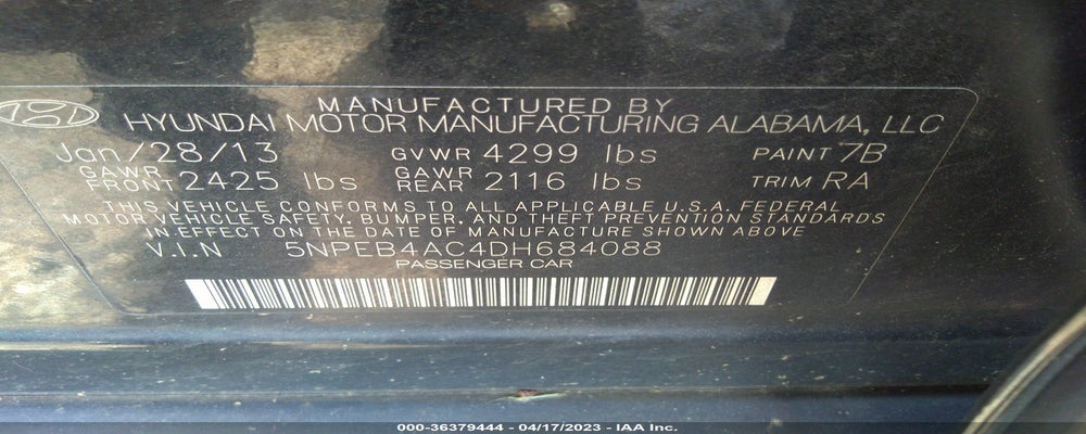 5NPEB4AC4DH684088 2013 HYUNDAI SONATA photo no. 9