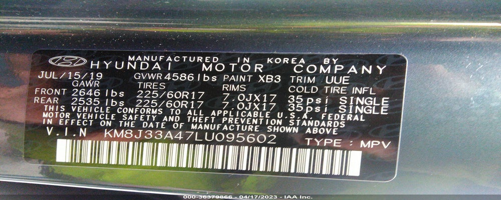 KM8J33A47LU095602 2020 HYUNDAI TUCSON photo no. 9