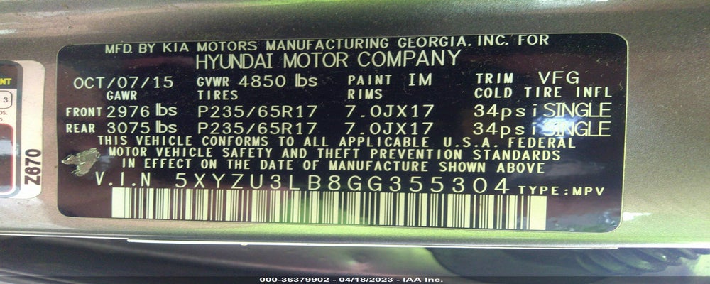 5XYZU3LB8GG355304 2016 HYUNDAI SANTA FE SPORT photo no. 9