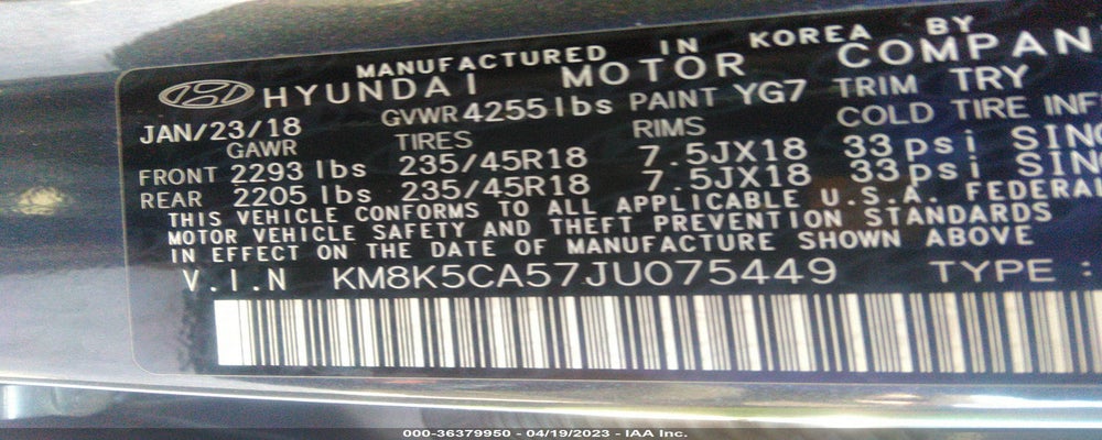KM8K5CA57JU075449 2018 HYUNDAI KONA photo no. 9