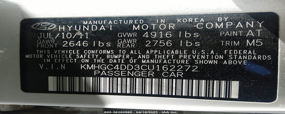 KMHGC4DD3CU162272 2012 HYUNDAI GENESIS photo no. 9