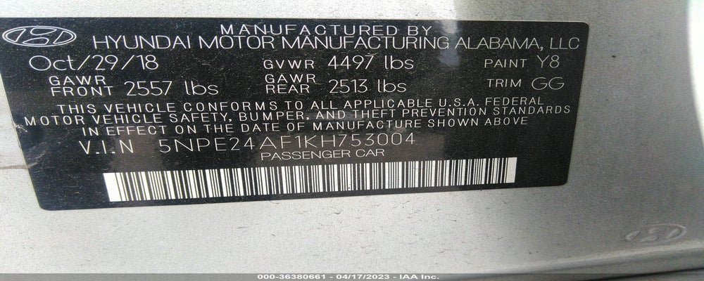 5NPE24AF1KH753004 2019 HYUNDAI SONATA photo no. 9