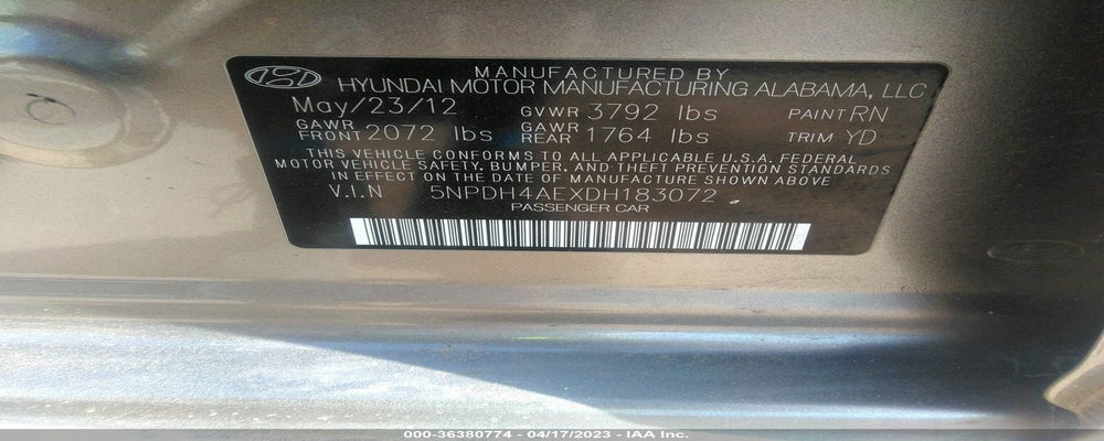 5NPDH4AEXDH183072 2013 HYUNDAI ELANTRA photo no. 9