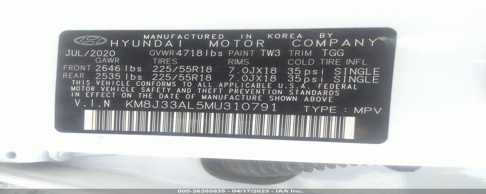 KM8J33AL5MU310791 2021 HYUNDAI TUCSON photo no. 9