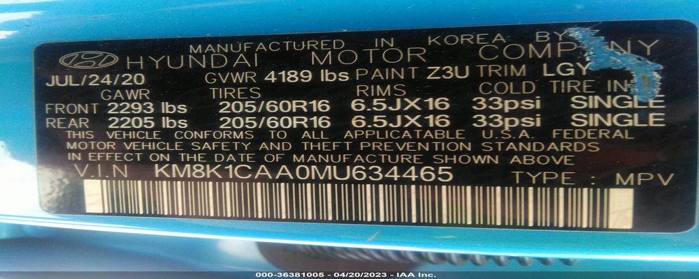 KM8K1CAA0MU634465 2021 HYUNDAI KONA photo no. 9