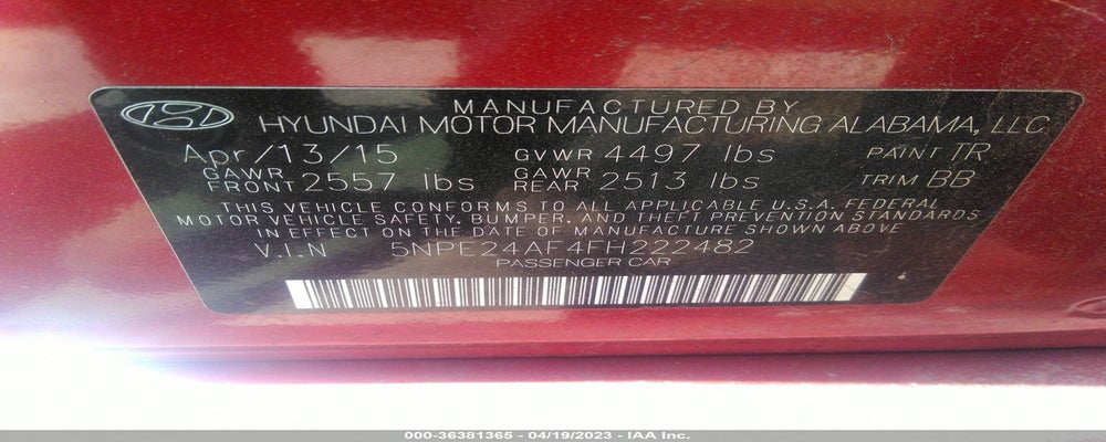 5NPE24AF4FH222482 2015 HYUNDAI SONATA photo no. 9