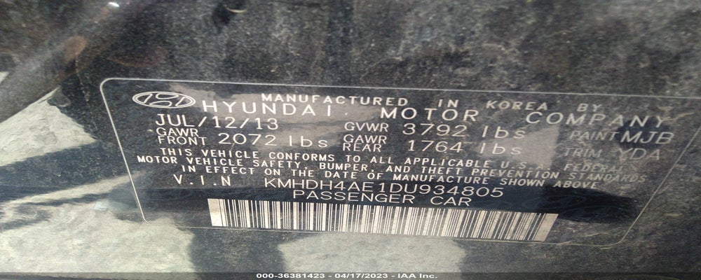 KMHDH4AE1DU934805 2013 HYUNDAI ELANTRA photo no. 9