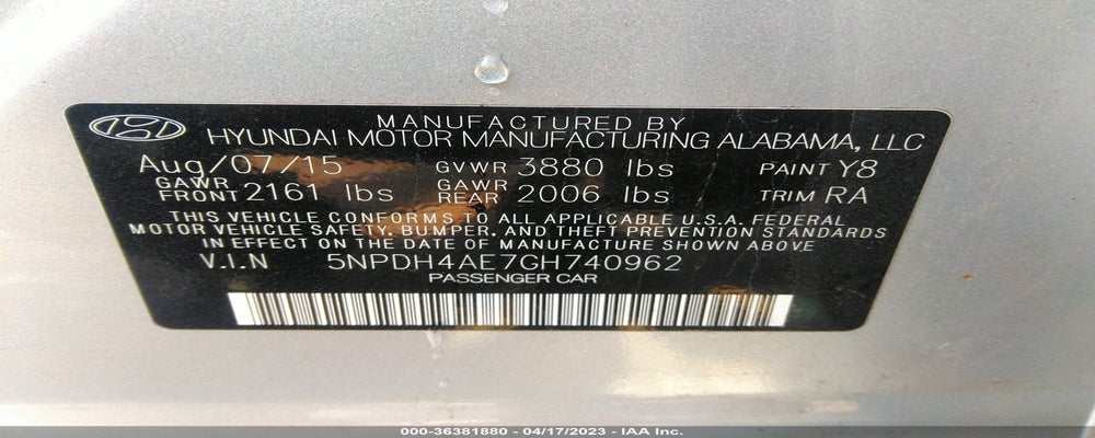 5NPDH4AE7GH740962 2016 HYUNDAI ELANTRA photo no. 9