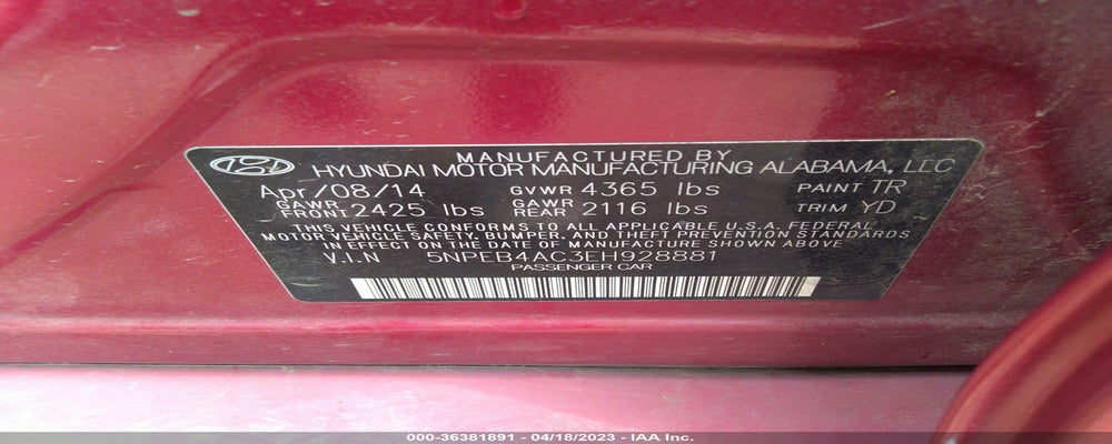 5NPEB4AC3EH928881 2014 HYUNDAI SONATA photo no. 9