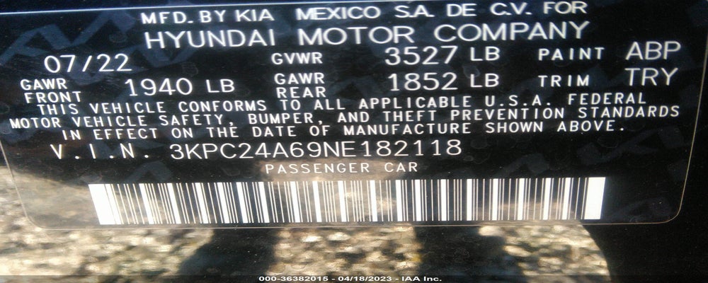 3KPC24A69NE182118 2022 HYUNDAI ACCENT photo no. 9