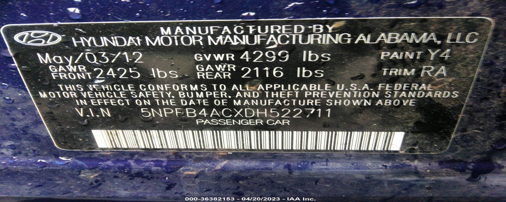 5NPEB4ACXDH522711 2013 HYUNDAI SONATA photo no. 9