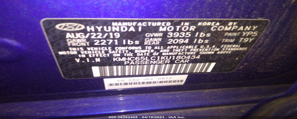 KMHC65LC1KU180434 2019 HYUNDAI IONIQ photo no. 9