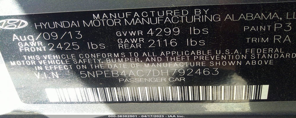 5NPEB4AC7DH792463 2013 HYUNDAI SONATA photo no. 9