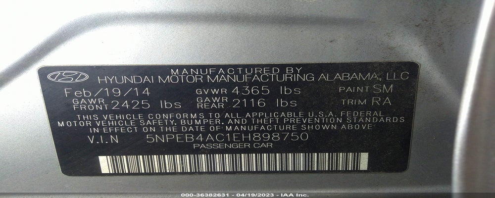 5NPEB4AC1EH898750 2014 HYUNDAI SONATA photo no. 9