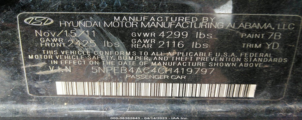 5NPEB4AC4CH419797 2012 HYUNDAI SONATA photo no. 9