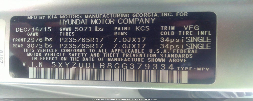 5XYZUDLB8GG379334 2016 HYUNDAI SANTA FE SPORT photo no. 9