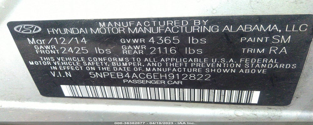 5NPEB4AC6EH912822 2014 HYUNDAI SONATA photo no. 9