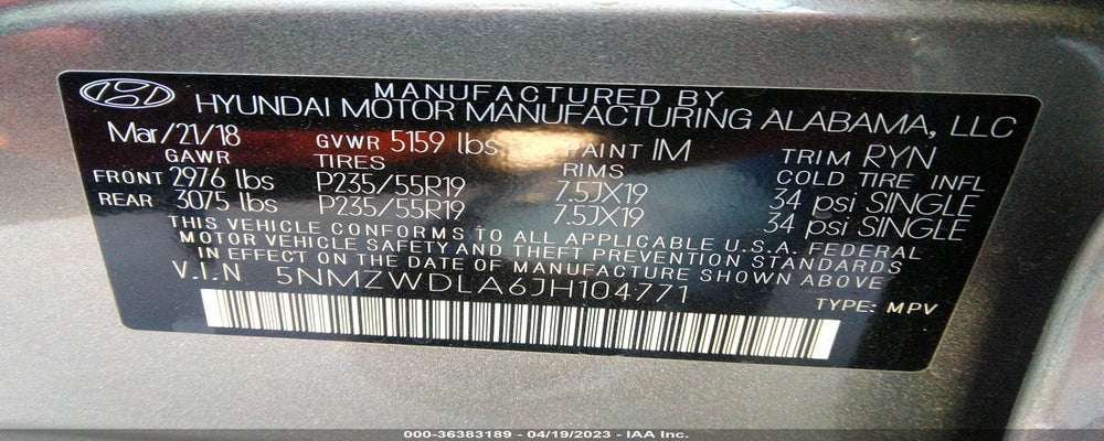 5NMZWDLA6JH104771 2018 HYUNDAI SANTA FE SPORT photo no. 9