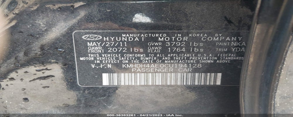 KMHDH4AE0CU194128 2012 HYUNDAI ELANTRA photo no. 9