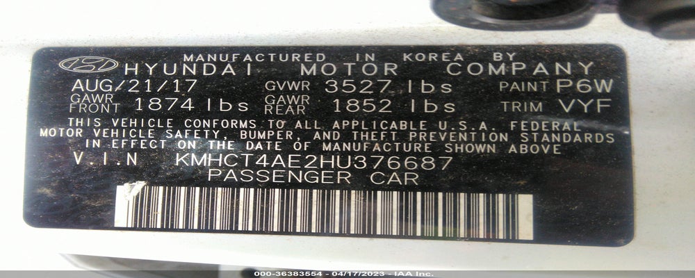 KMHCT4AE2HU376687 2017 HYUNDAI ACCENT photo no. 9