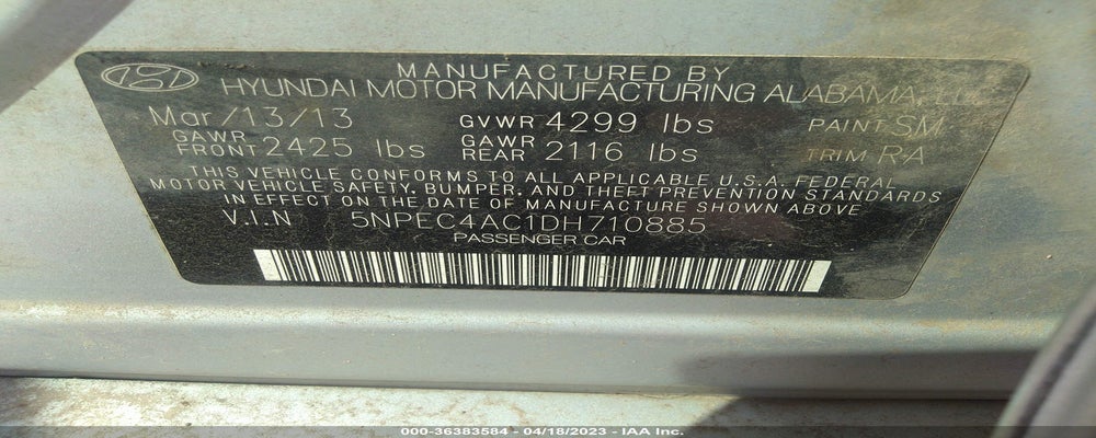 5NPEC4AC1DH710885 2013 HYUNDAI SONATA photo no. 9