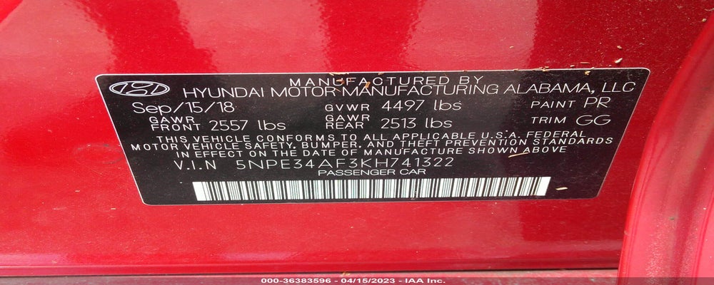 5NPE34AF3KH741322 2019 HYUNDAI SONATA photo no. 9