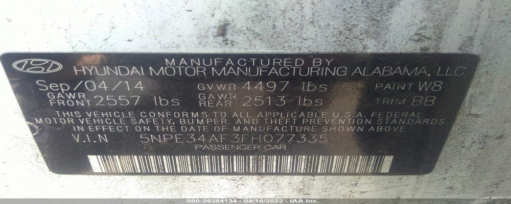 5NPE34AF3FH077335 2015 HYUNDAI SONATA photo no. 9