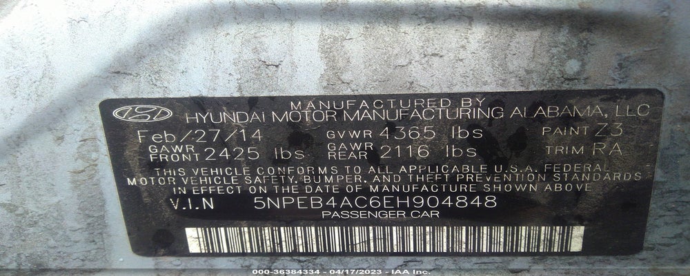 5NPEB4AC6EH904848 2014 HYUNDAI SONATA photo no. 9